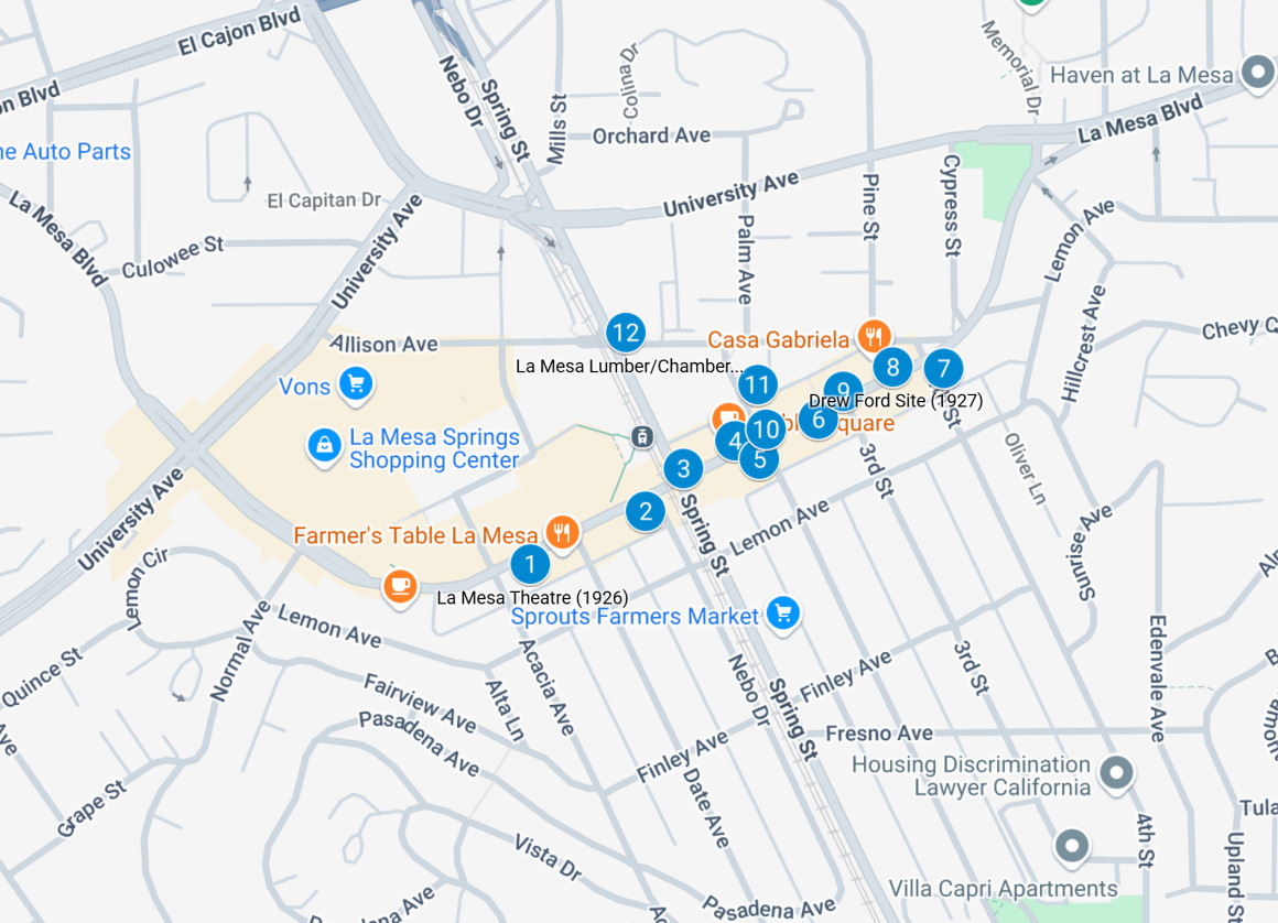 La Mesa Historic Plaque Walking Tour Google Map Screenshot 1
